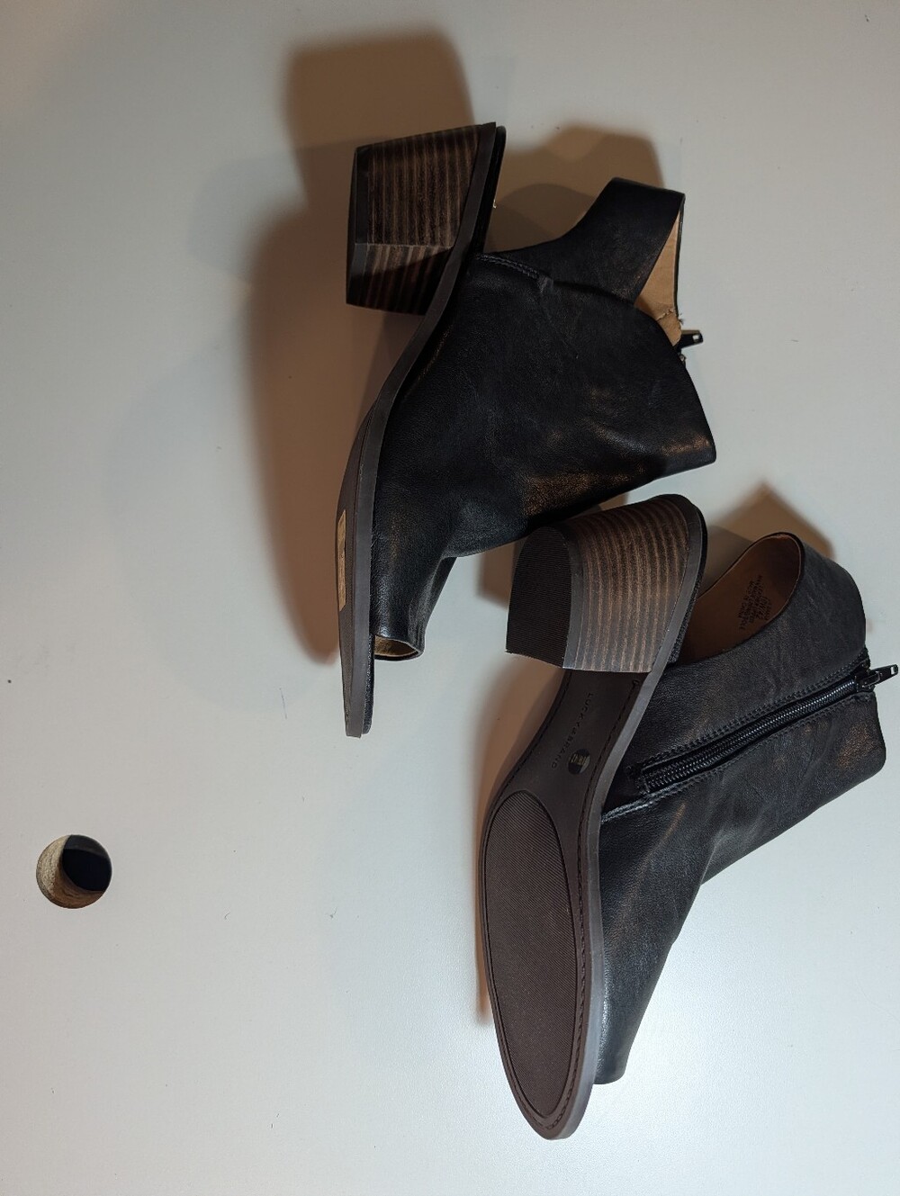 Lucky Brand Woman's 10W Baaka Black Leather Peep-Toe Slingback Heels - Picture 3 of 7